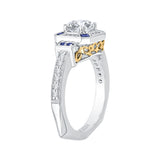 Round Diamond and Sapphire Engagement Ring in 14K Two Tone Gold (Semi-Mount)