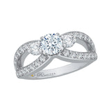 Split Shank Diamond Three-Stone Engagement Ring in 14K White Gold
