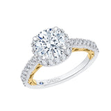 Round Diamond Halo Engagement Ring in 14K Two Tone Gold (Semi-Mount)