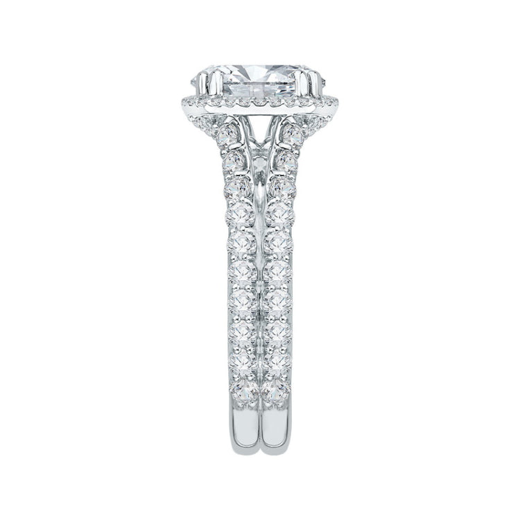 Split Shank Diamond Split Shank Halo Engagement Ring in 18K White Gold (Semi-Mount)