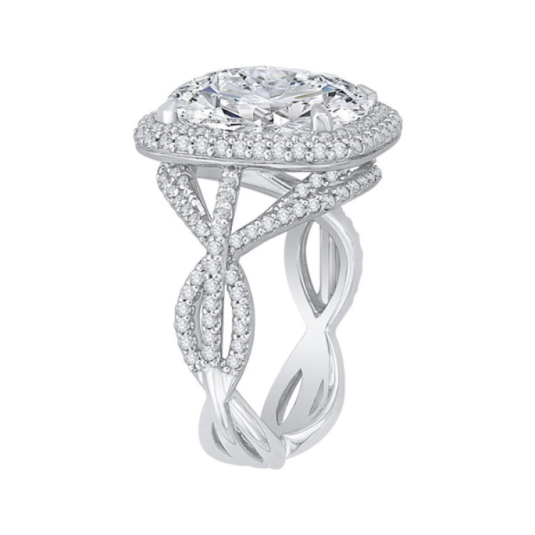 Cushion Cut Diamond Double Halo Engagement Ring in 18K White Gold (Semi-Mount)