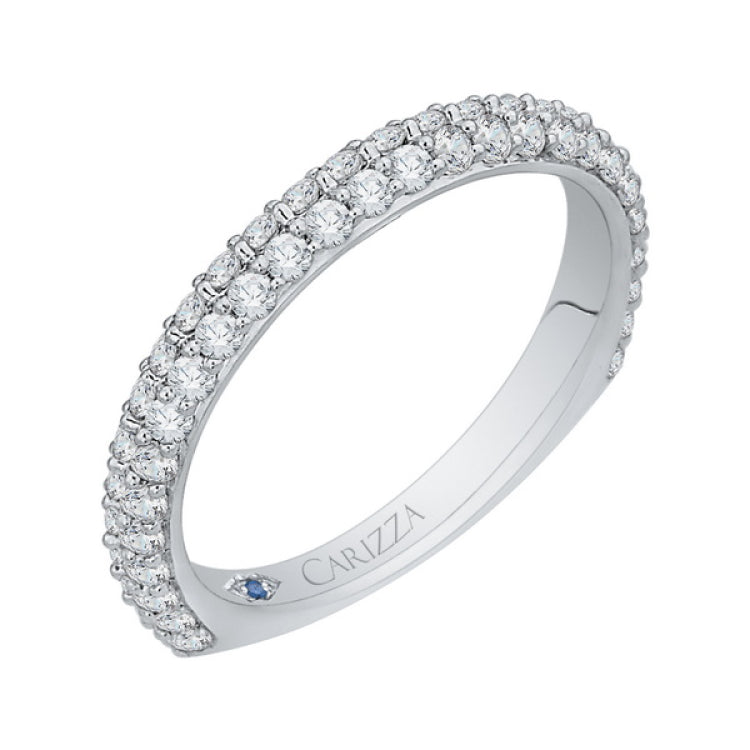 Euro Shank Round Diamond Wedding Band in 14K White Gold