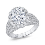 Oval Cut Diamond Halo Engagement Ring in 18K White Gold (Semi-Mount)