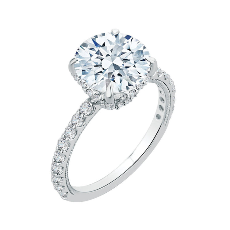 Round Diamond Engagement Ring in 18K White Gold (Semi-Mount)