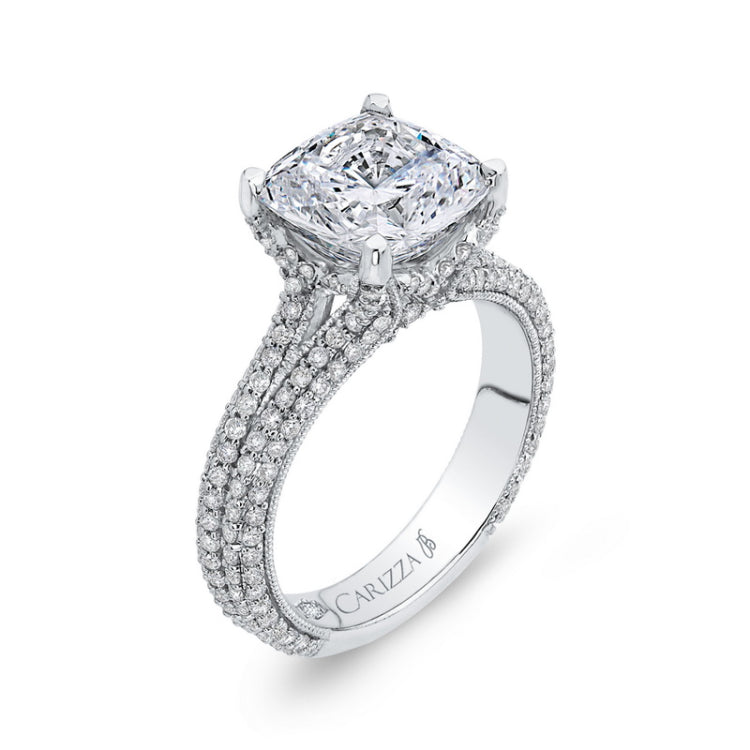 Cushion Cut Diamond Engagement Ring in 18K White Gold (Semi-Mount)