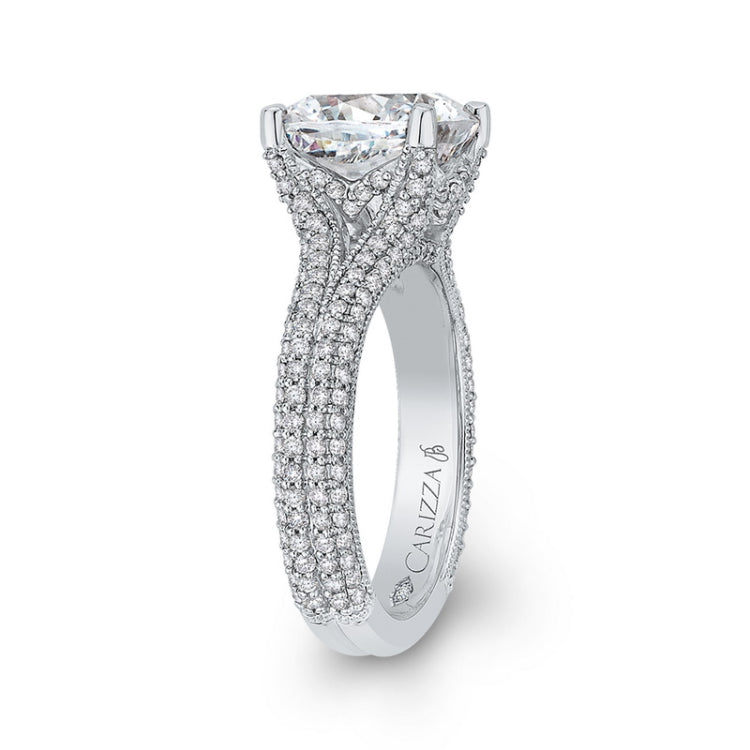 Cushion Cut Diamond Engagement Ring in 18K White Gold (Semi-Mount)