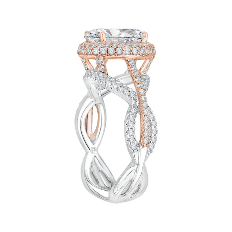 Round Diamond Engagement Ring in 18K Two-Tone Gold (Semi-Mount)