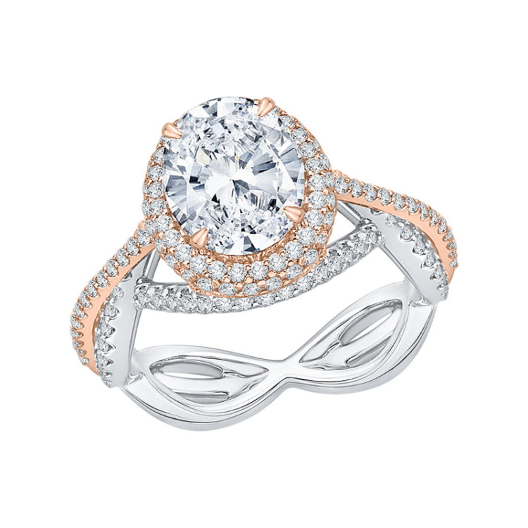 Round Diamond Engagement Ring in 18K Two-Tone Gold (Semi-Mount)