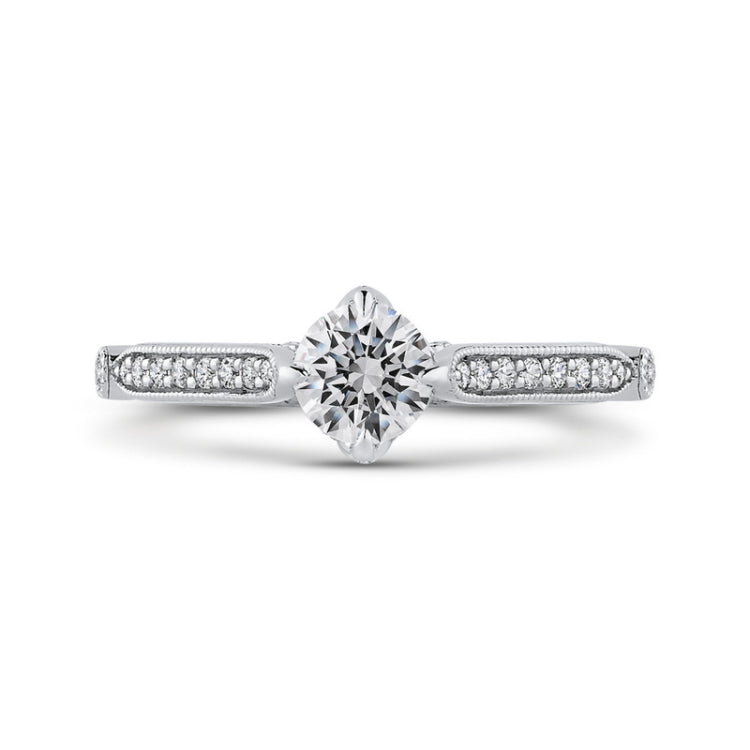 Round Diamond Engagement Ring in 14K White Gold