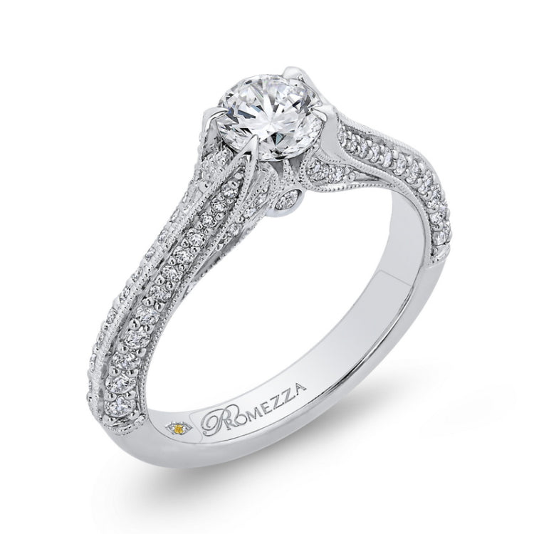 Split Shank Diamond Engagement Ring in 14K White Gold