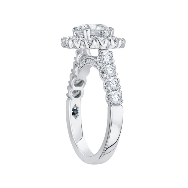 Round Diamond Halo Engagement Ring in 14K White Gold (Semi-Mount)