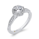 Round Diamond Halo Engagement Ring in 14K White Gold