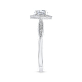 Round Diamond Halo Engagement Ring in 14K White Gold