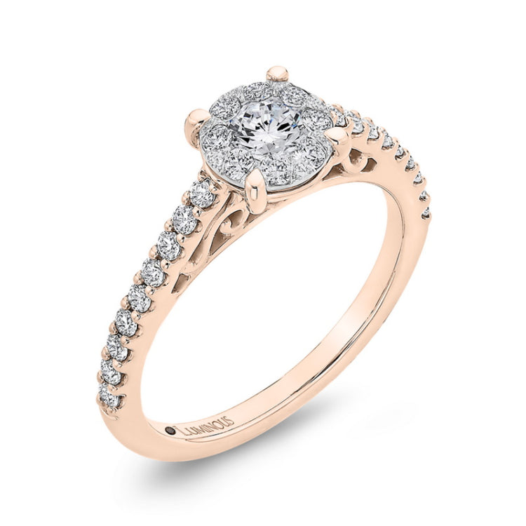 Round Diamond Engagement Ring in 14K Two Tone Gold