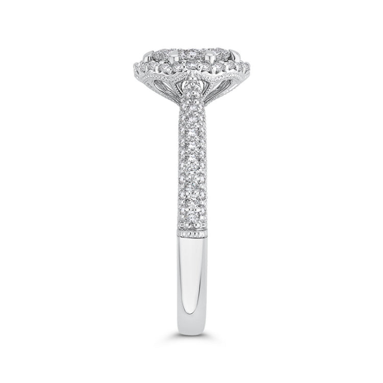 Round Diamond Halo Engagement Ring in 14K White Gold