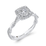 Round Diamond Halo Engagement Ring in 14K White Gold