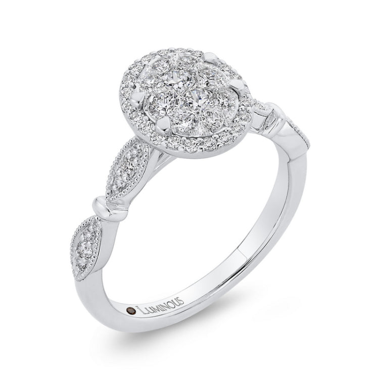 Round Diamond Halo Engagement Ring in 14K White Gold