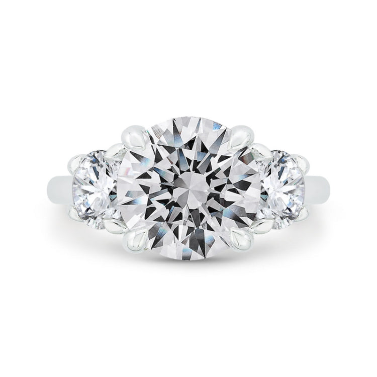 Round Diamond Three-Stone Plus Engagement Ring in 14K White Gold (Semi-Mount)