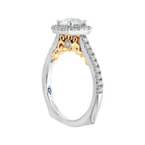 Diamond Halo Engagement Ring in 14K Two-Tone Gold (Semi-Mount)