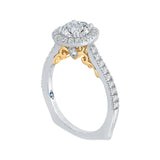 Diamond Halo Engagement Ring in 14K Two-Tone Gold (Semi-Mount)