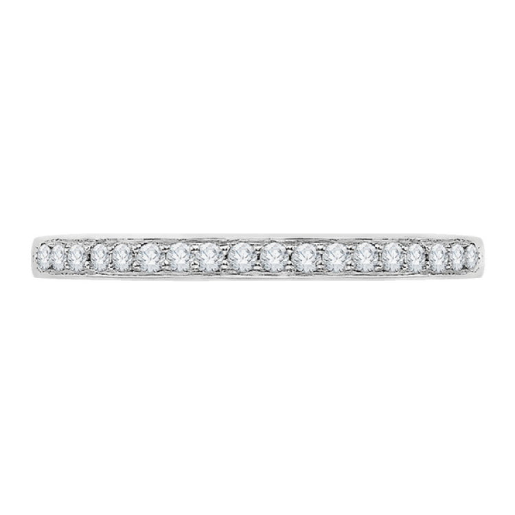 Euro Shank Round Diamond Half-Eternity Wedding Band In 14K White Gold