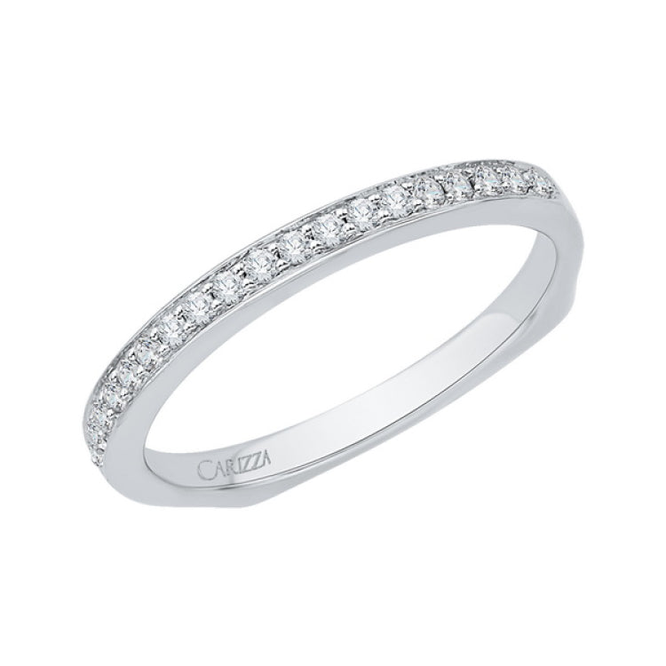 Euro Shank Round Diamond Half-Eternity Wedding Band In 14K White Gold