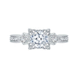 Cushion Cut Diamond Vintage Engagement Ring in 14K White Gold (Semi-Mount)