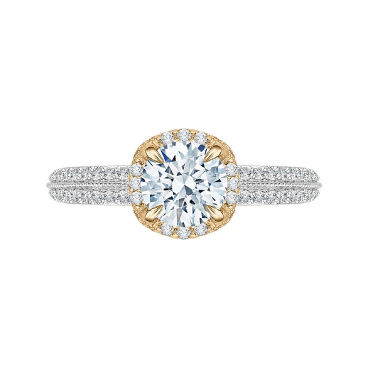 Euro Shank Round Diamond Engagement Ring in 14K Two-Tone Gold (Semi-Mount)