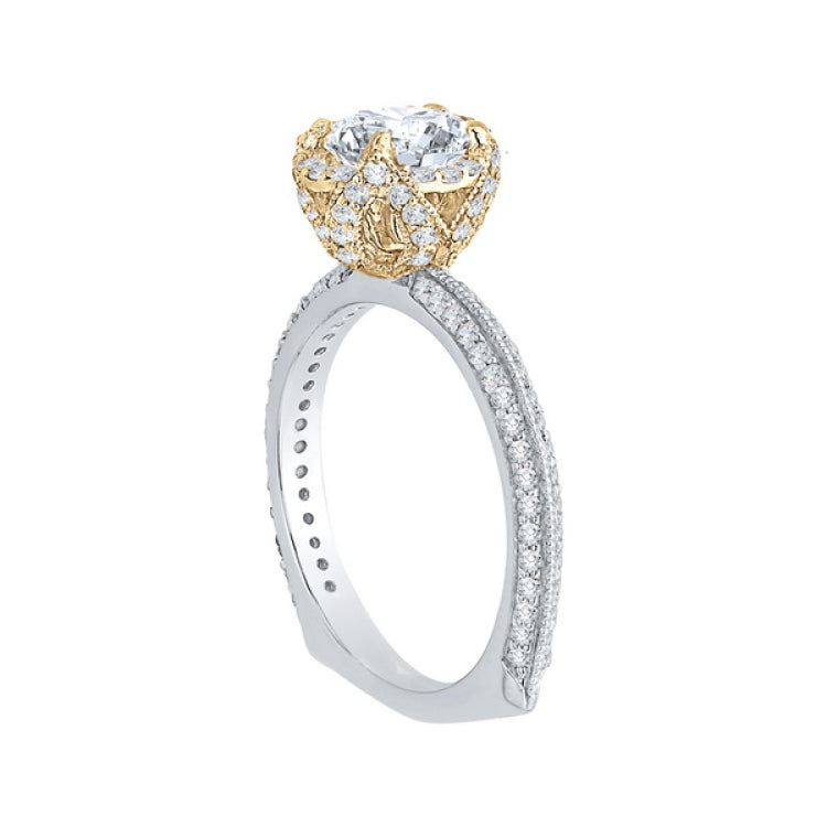 Euro Shank Round Diamond Engagement Ring in 14K Two-Tone Gold (Semi-Mount)