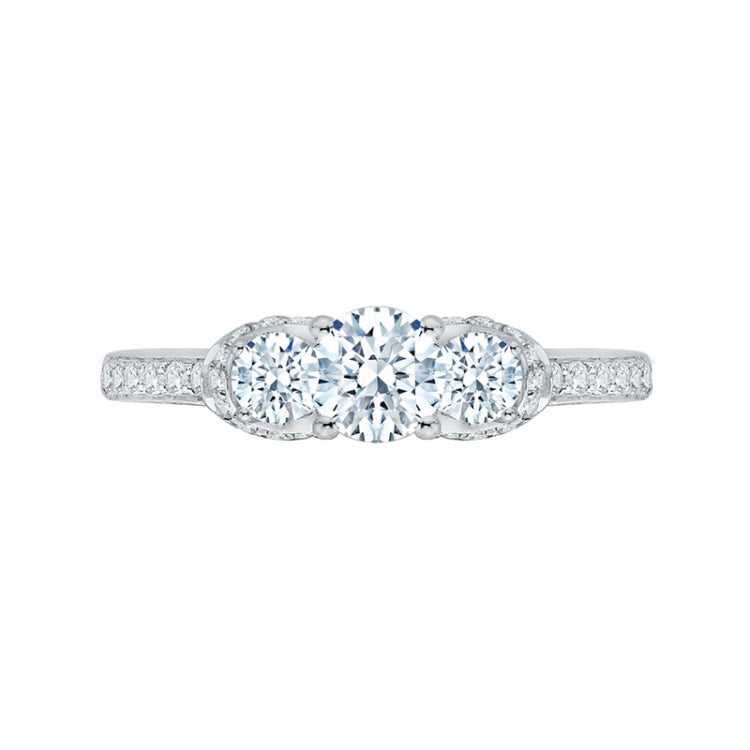 Diamond Three-Stone Engagement Ring In 14K White Gold