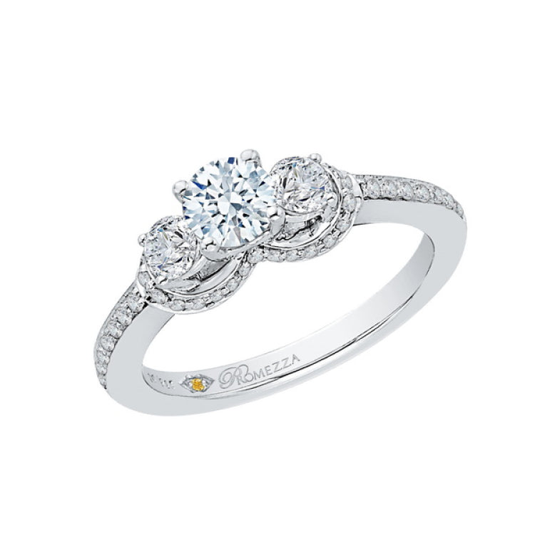 Diamond Three-Stone Engagement Ring In 14K White Gold
