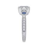 Emerald Cut Diamond Engagement Ring with Sapphire in 14K White Gold (Semi-Mount)