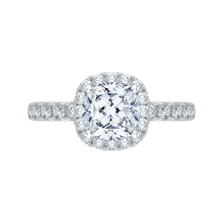 Cushion Cut Diamond Halo Engagement Ring in 14K Two Tone Gold (Semi-Mount)