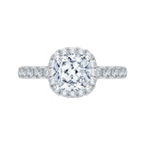 Cushion Cut Diamond Halo Engagement Ring in 14K Two Tone Gold (Semi-Mount)
