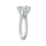 Emerald Cut Diamond Three-Stone Engagement Ring in 18K White Gold (Semi-Mount)
