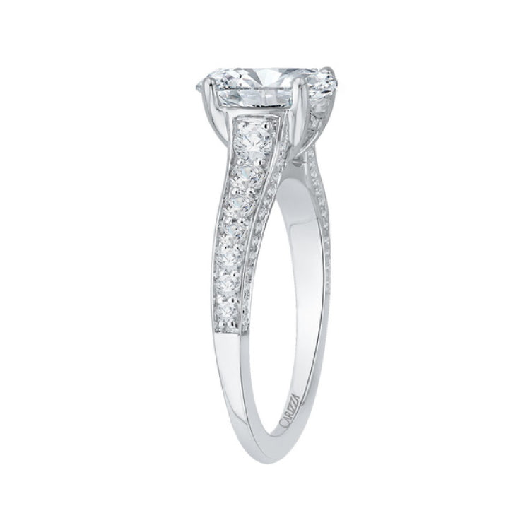 Oval Cut Diamond Engagement Ring in 18K White Gold (Semi-Mount)