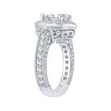 Oval Cut Diamond Halo Engagement Ring in 18K White Gold (Semi-Mount)