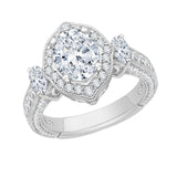 Oval Cut Diamond Halo Engagement Ring in 18K White Gold (Semi-Mount)
