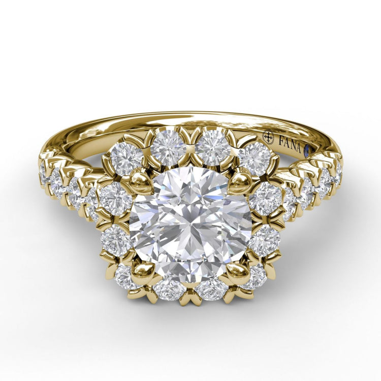 Large Cushion Halo Engagement Ring