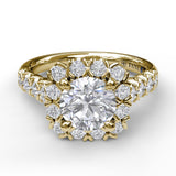 Large Cushion Halo Engagement Ring