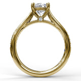 Cathedral Single Row Pave Engagement Ring