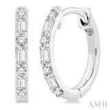 1/4 Ctw Petite Baguette and Round Cut Diamond Fashion Huggies in 10K White Gold