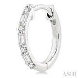 1/4 Ctw Petite Baguette and Round Cut Diamond Fashion Huggies in 10K White Gold