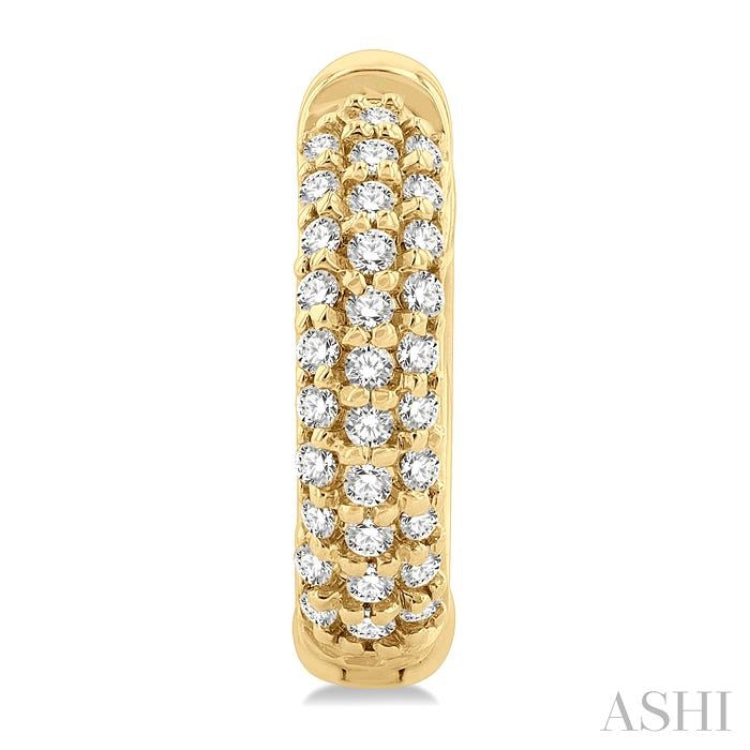 1/4 Ctw Petite Triple Row Round Cut Diamond Fashion Huggies in 10K Yellow Gold