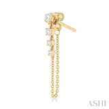 1/3 Ctw Journey Round Cut Diamond Fashion Long Chain Earring in 14K Yellow Gold