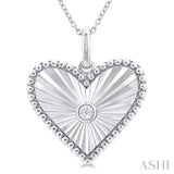 1/20 Ctw Heart fluted medallion Round Cut Diamond Pendant With Chain in Sterling Silver