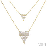 3/4 Ctw 2-Layered Heart Shape Single Cut Diamond Fashion Necklace in 14K Yellow Gold