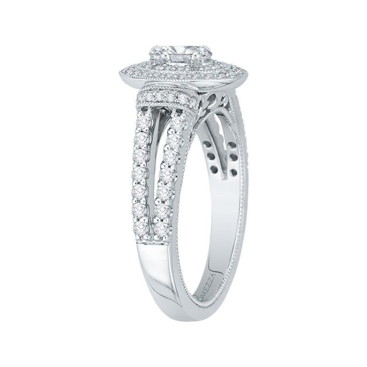 Oval Cut Diamond Double Halo Engagement Ring in 14K White Gold