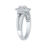 Oval Cut Diamond Double Halo Engagement Ring in 14K White Gold
