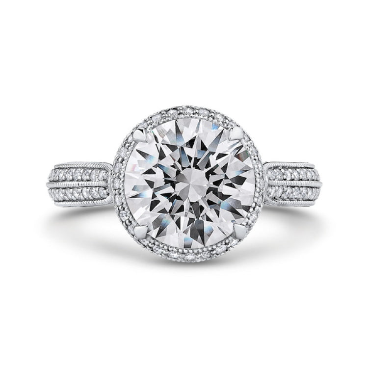Round Diamond Engagement Ring in 18K White Gold (Semi-Mount)